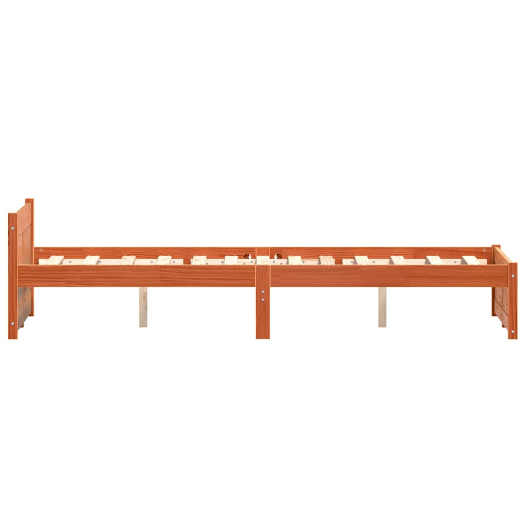Bettrahmen mit Kopfteil Wachsbraun 205,5 x 165,5 x 51 cm
