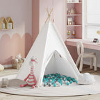 Teepee Zelt Weiß 120 x 120 x 150 cm Stoff und Plastik
