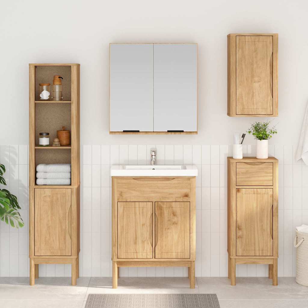 Badezimmerschrank mit Regal FLORO Wachsbraun 35 x 30 x 90 cm