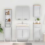 Bad hoher Schrank FLORO Weiß 35 x 30 x 160 cm Massivholz Kiefer