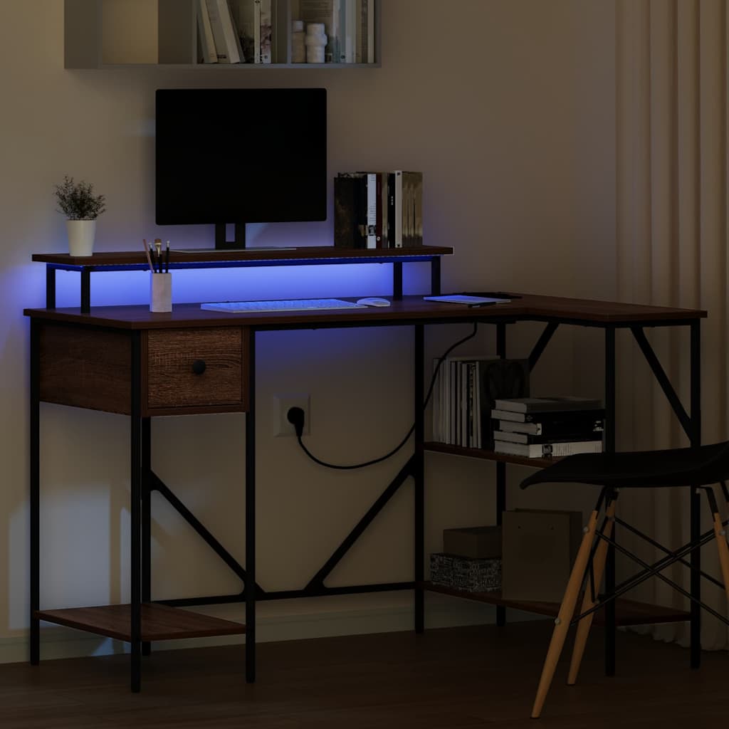 Schreibtisch mit Regal Braun Eichen-Optik 120 x 79 x 86,5 cm