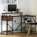 Schreibtisch mit Regal Braun Eichen-Optik 120 x 79 x 86,5 cm
