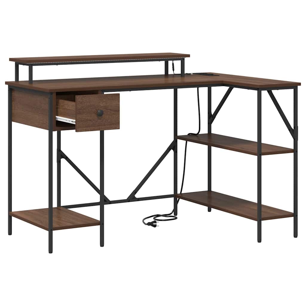 Schreibtisch mit Regal Braun Eichen-Optik 120 x 79 x 86,5 cm