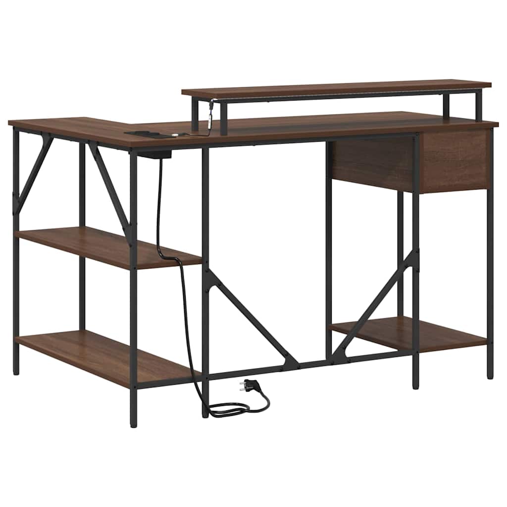 Schreibtisch mit Regal Braun Eichen-Optik 120 x 79 x 86,5 cm