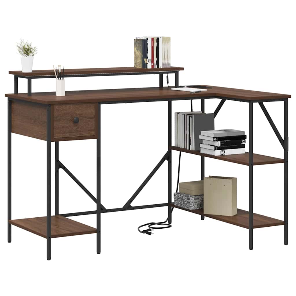 Schreibtisch mit Regal Braun Eichen-Optik 120 x 79 x 86,5 cm