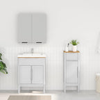 Badezimmermöbel-Set mit Tür FLORO 2 pcs Weiß Massivholz Kiefer