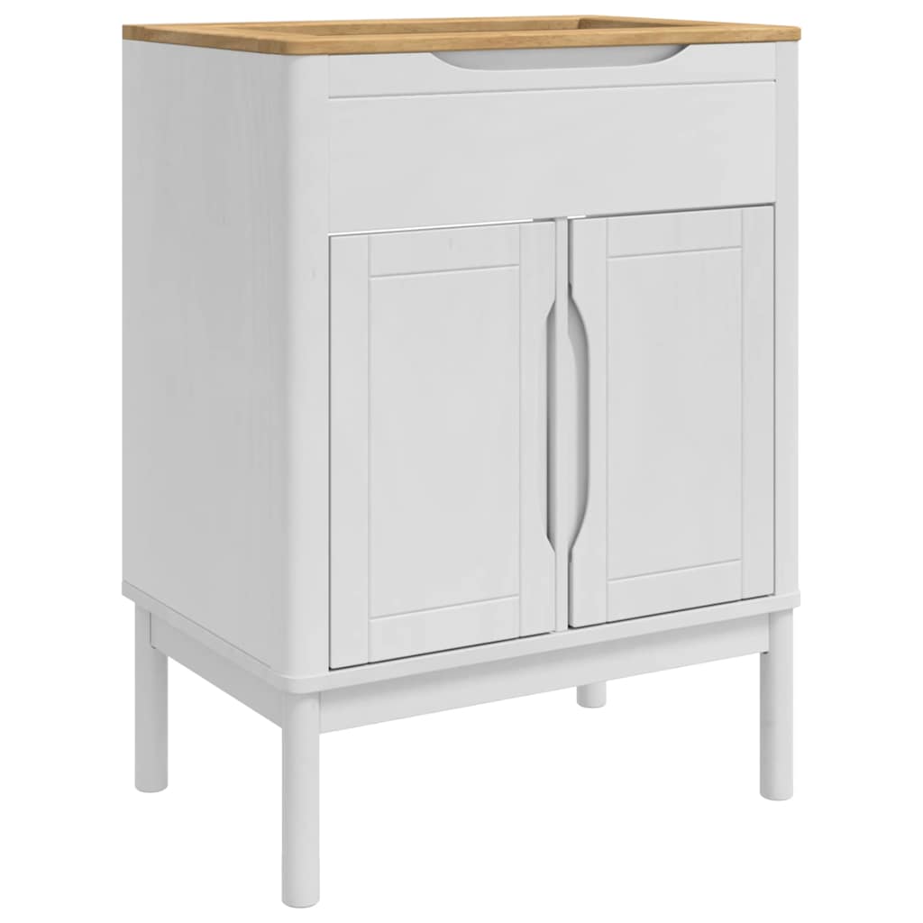 Badezimmermöbel-Set mit Tür FLORO 2 pcs Weiß Massivholz Kiefer