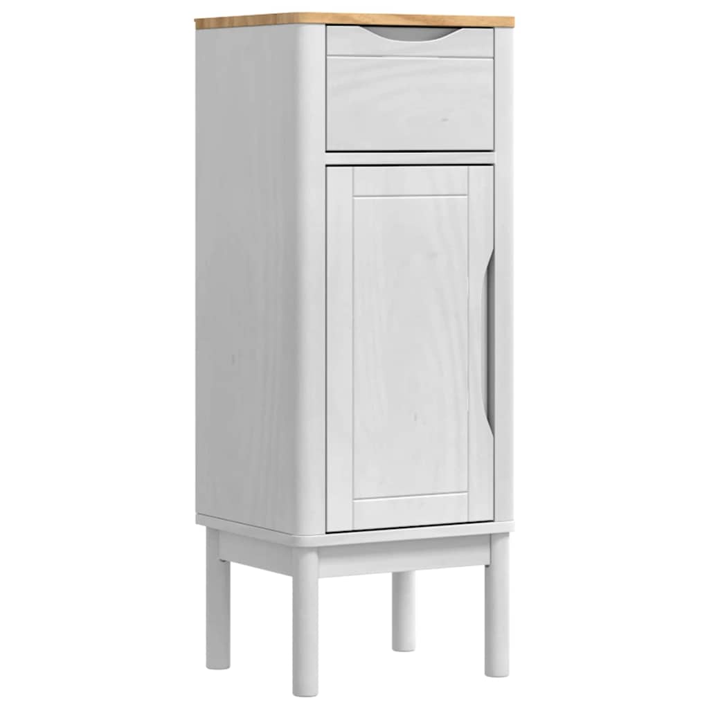 Badezimmermöbel-Set mit Tür FLORO 2 pcs Weiß Massivholz Kiefer
