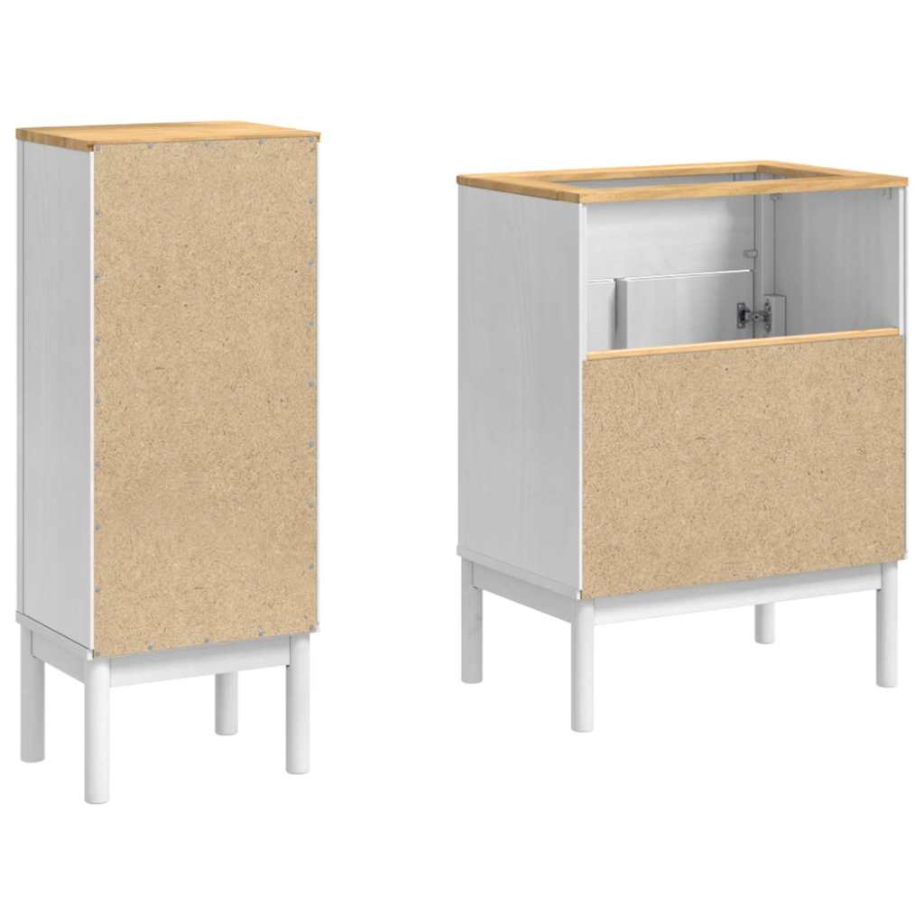Badezimmermöbel-Set mit Tür FLORO 2 pcs Weiß Massivholz Kiefer
