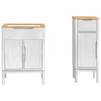 Badezimmermöbel-Set mit Tür FLORO 2 pcs Weiß Massivholz Kiefer
