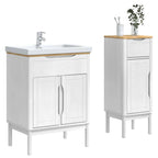 Badezimmermöbel-Set mit Tür FLORO 2 pcs Weiß Massivholz Kiefer