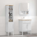 Badezimmermöbel-Set mit Tür FLORO 2 pcs Weiß Massivholz Kiefer