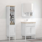 Badezimmermöbel-Set mit Tür FLORO 2 pcs Weiß Massivholz Kiefer