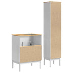 Badezimmermöbel-Set mit Tür FLORO 2 pcs Weiß Massivholz Kiefer