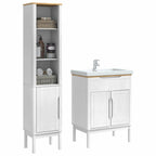 Badezimmermöbel-Set mit Tür FLORO 2 pcs Weiß Massivholz Kiefer