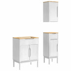 Badezimmermöbel-Set mit Tür FLORO 3 pcs Weiß Massivholz Kiefer