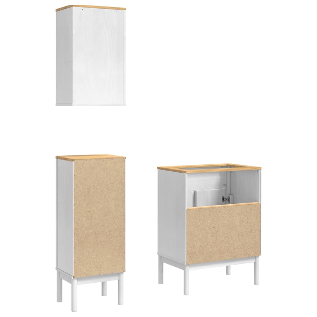 Badezimmermöbel-Set mit Tür FLORO 3 pcs Weiß Massivholz Kiefer