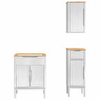 Badezimmermöbel-Set mit Tür FLORO 3 pcs Weiß Massivholz Kiefer
