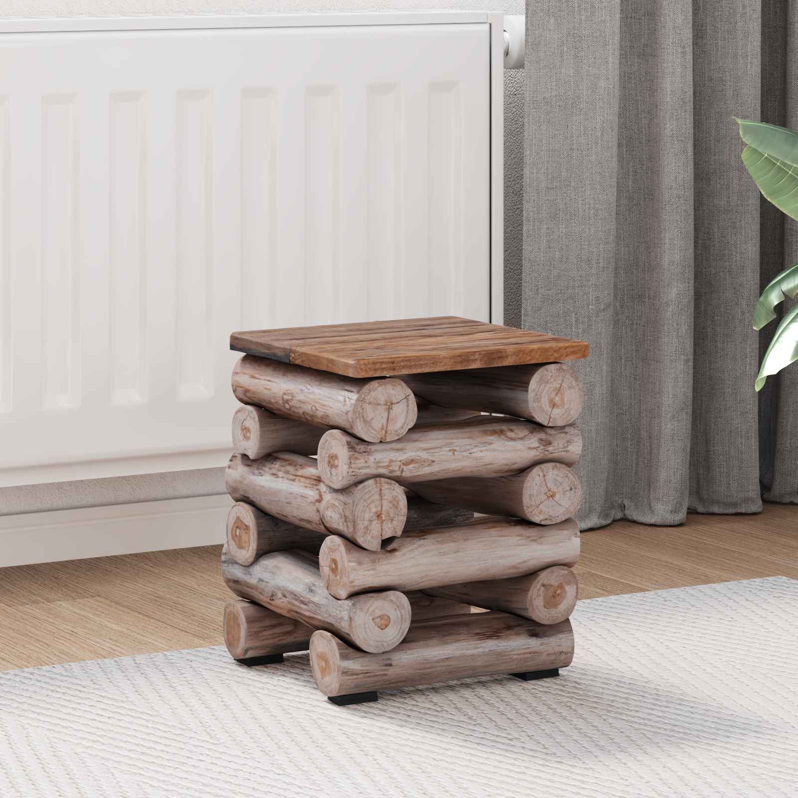 Hocker Natur 30 x 30 x 38 cm Massivholz Teak