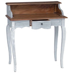 Schreibtisch Braun und Weiß 80 x 40 x 92 cm Massivholz Mahagoni