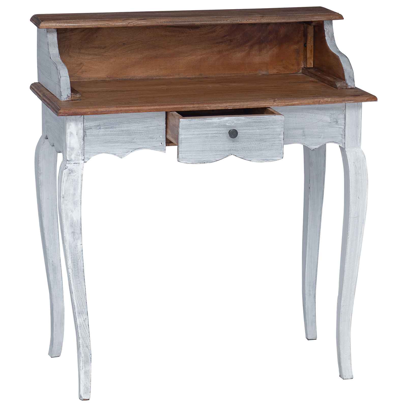 Schreibtisch Braun und Weiß 80 x 40 x 92 cm Massivholz Mahagoni