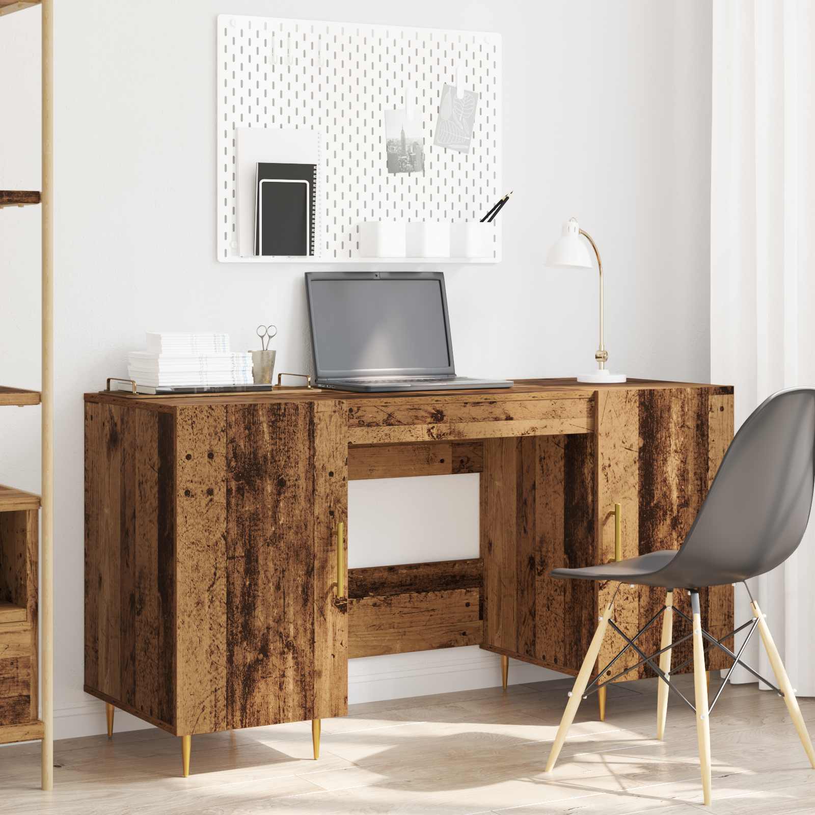 Schreibtisch mit Regal Altholz 140 x 50 x 75 cm Holzwerkstoff