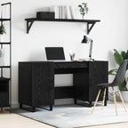 Schreibtisch mit Regal Schwarz Eichen-Optik 140 x 50 x 75 cm