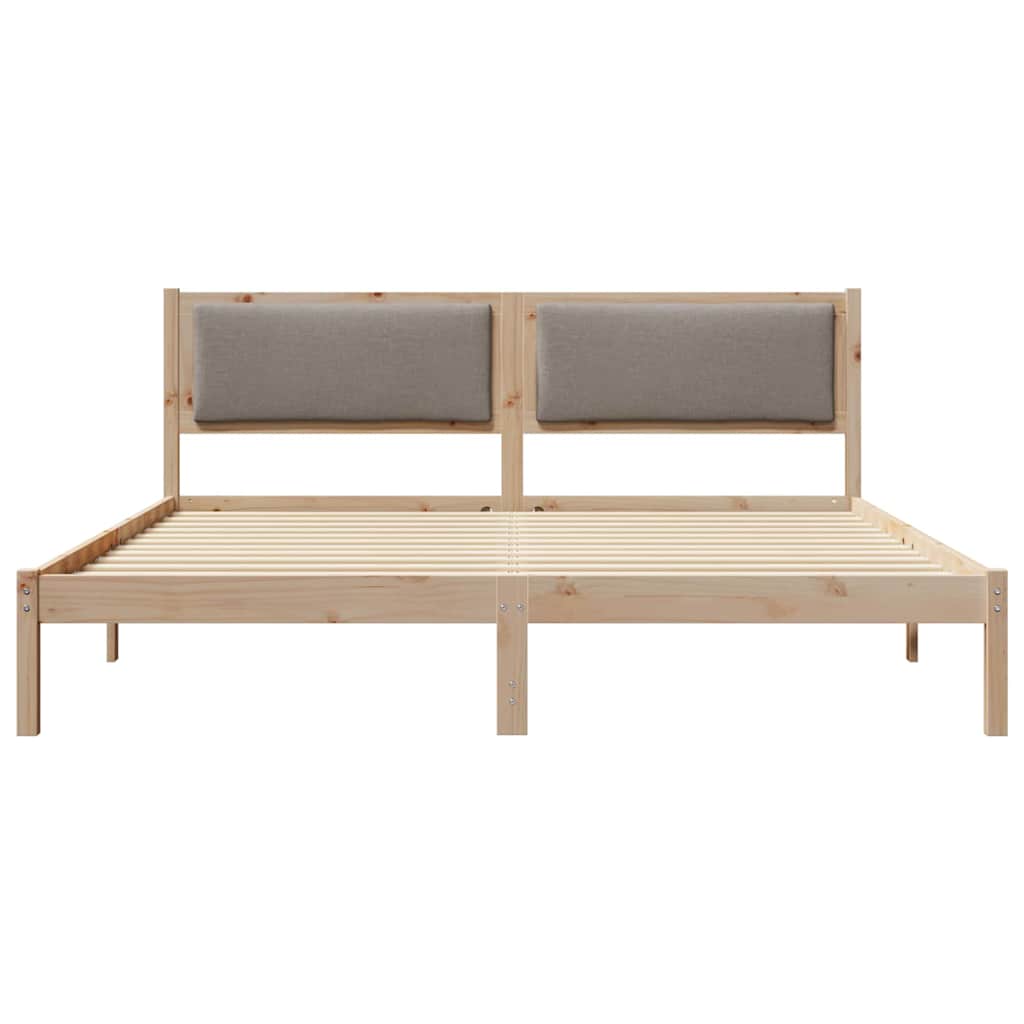 Bettrahmen mit Kopfteil Taupe 180 x 200 cm Massives Kiefernholz