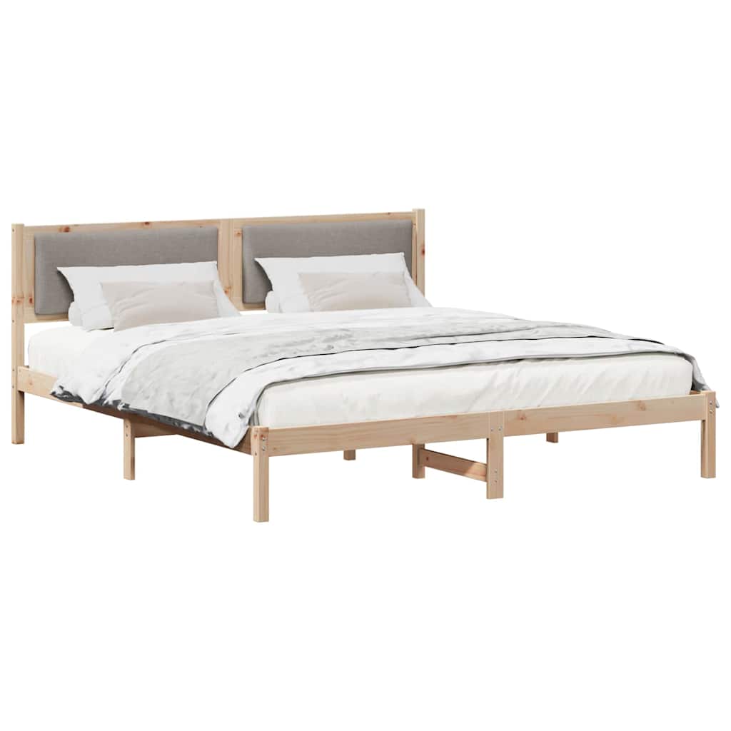 Bettrahmen mit Kopfteil Taupe 180 x 200 cm Massives Kiefernholz