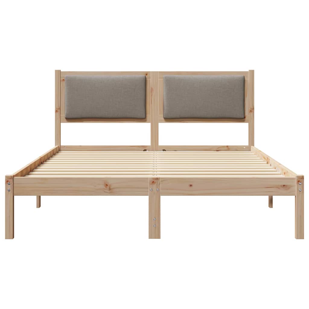 Bettrahmen mit Kopfteil Taupe 160 x 200 cm Massives Kiefernholz