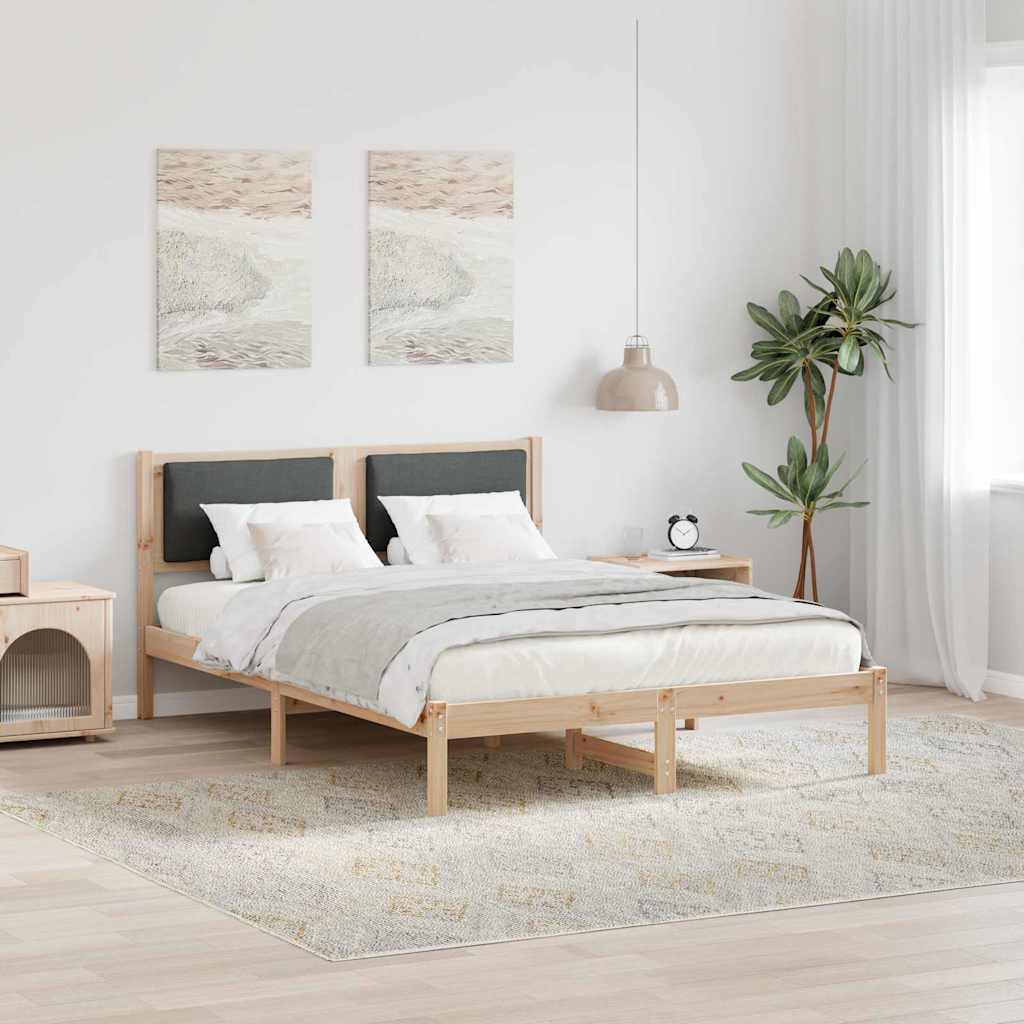 Bettrahmen Dunkelgrau 150 x 200 cm Massives Kiefernholz