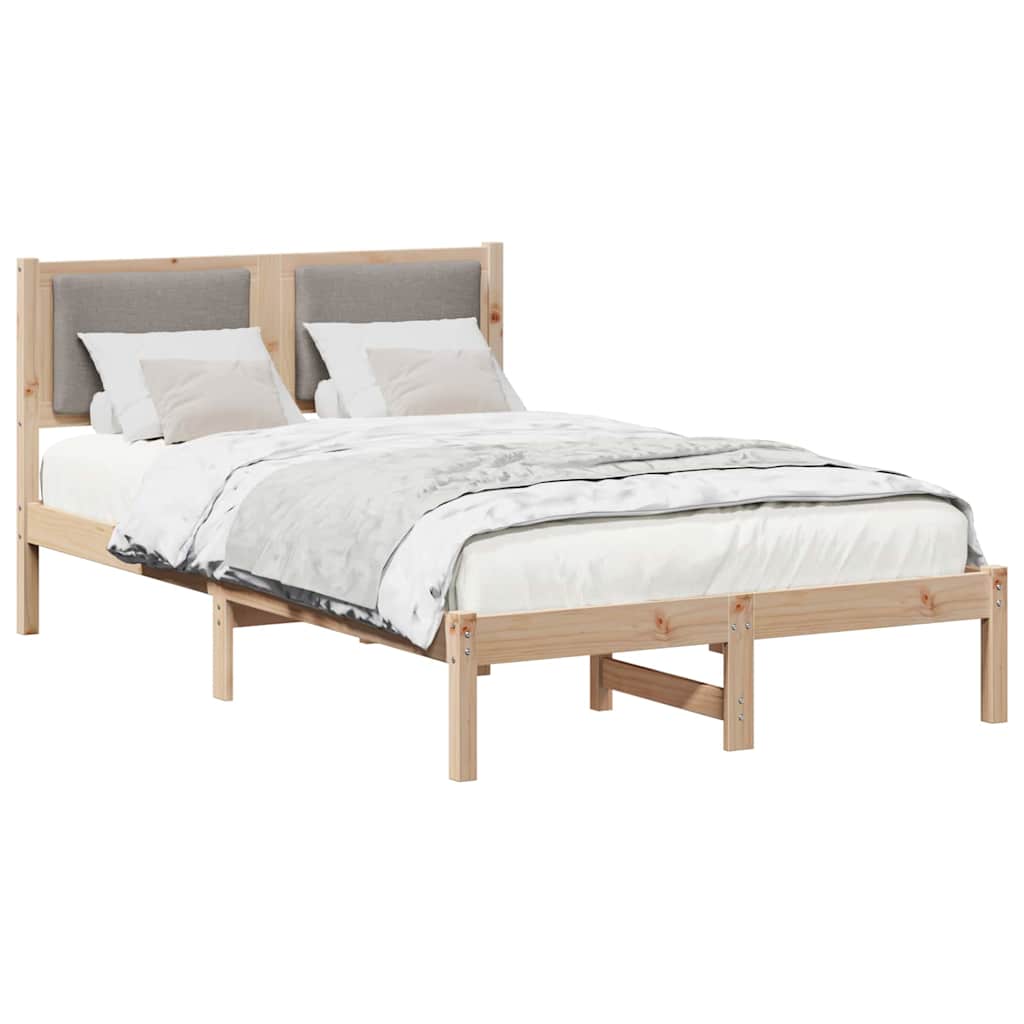Bettrahmen mit Kopfteil Taupe 120 x 200 cm Massives Kiefernholz