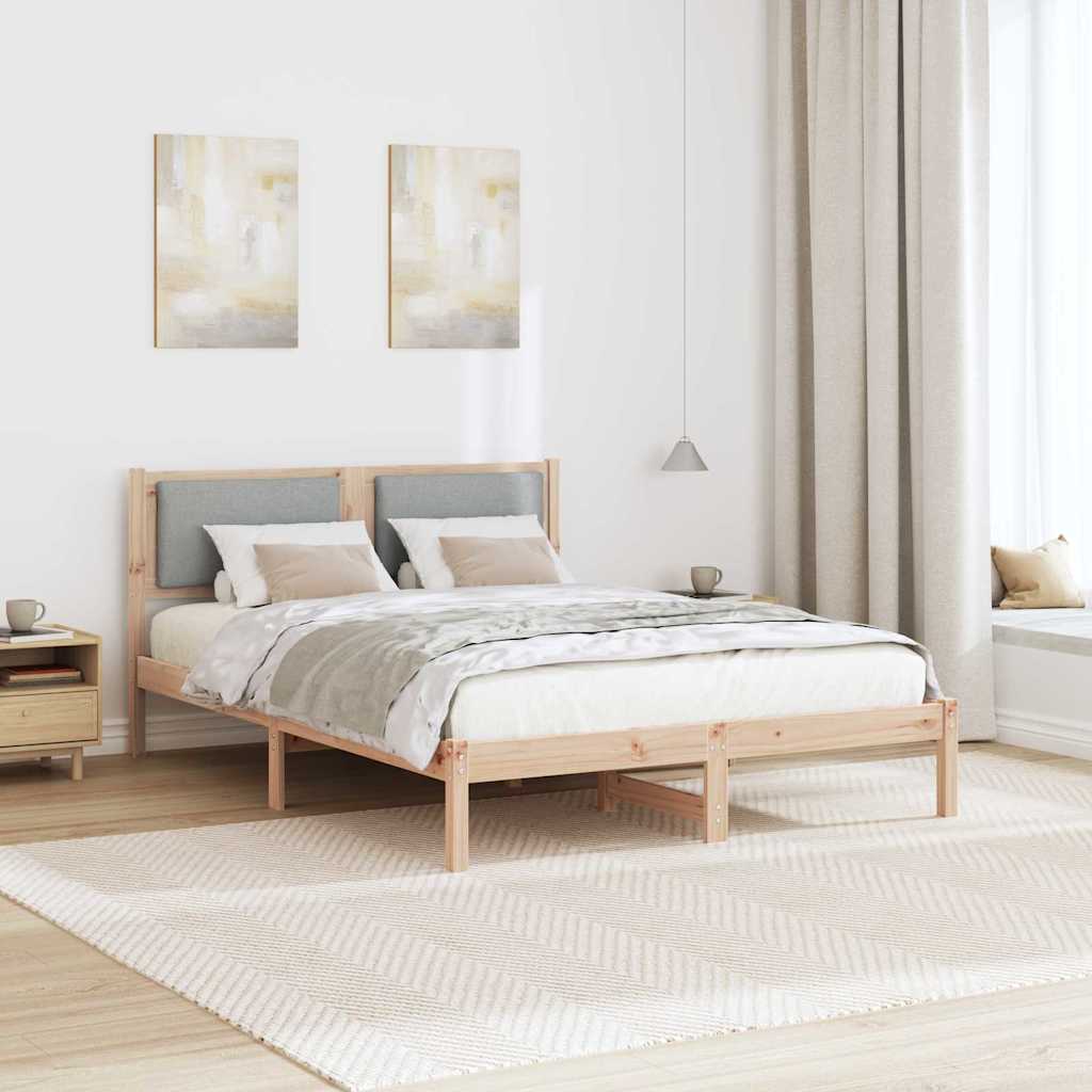 Bettrahmen Hellgrau 140 x 190 cm Massives Kiefernholz