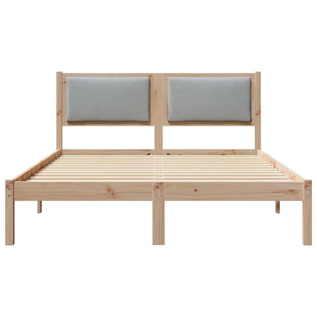 Bettrahmen Hellgrau 140 x 190 cm Massives Kiefernholz
