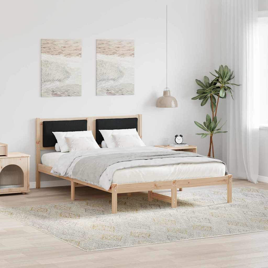 Bettrahmen Schwarz 140 x 190 cm Massives Kiefernholz