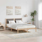 Bettrahmen mit Kopfteil Taupe 140 x 190 cm Massives Kiefernholz
