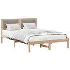 Bettrahmen mit Kopfteil Taupe 140 x 190 cm Massives Kiefernholz