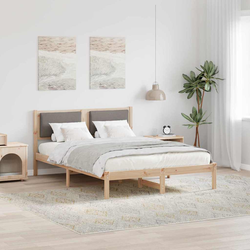 Bettrahmen mit Kopfteil Taupe 135 x 190 cm Massives Kiefernholz
