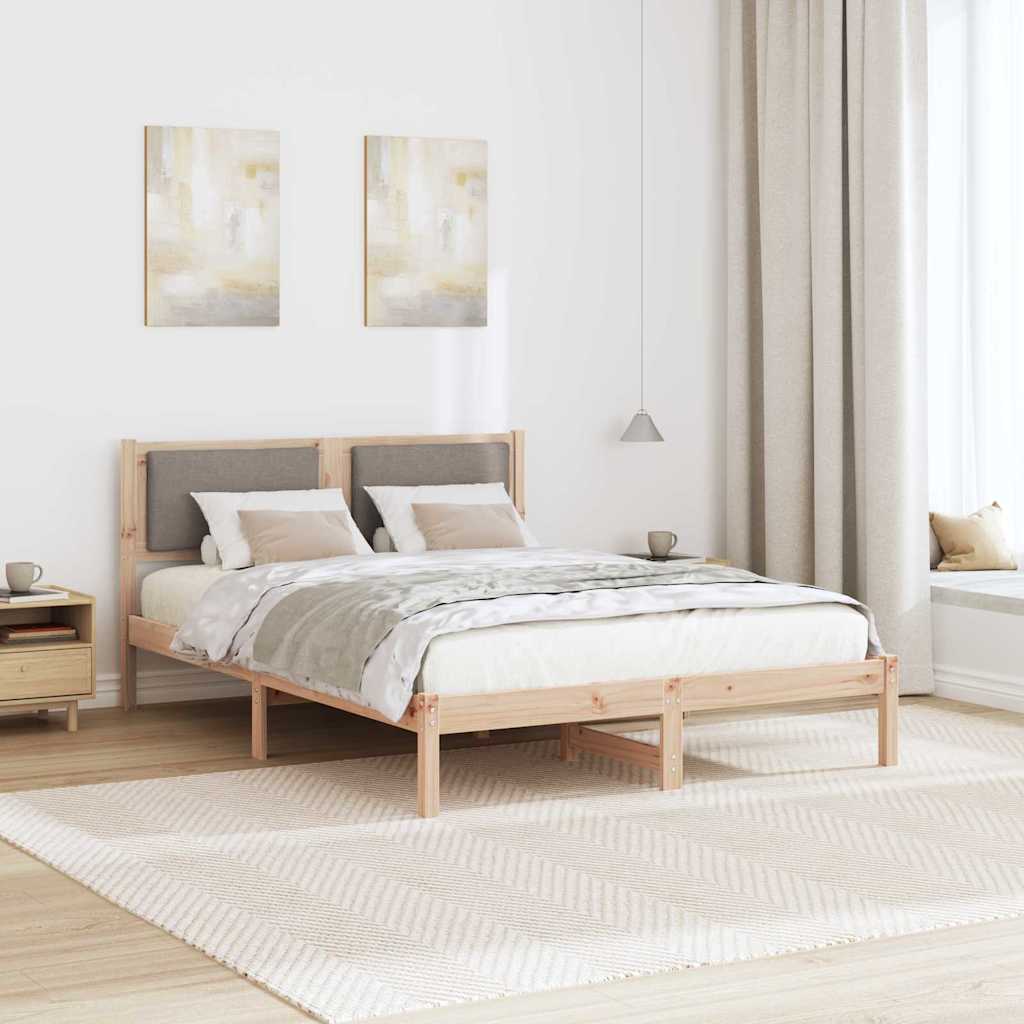 Bettrahmen mit Kopfteil Taupe 135 x 190 cm Massives Kiefernholz