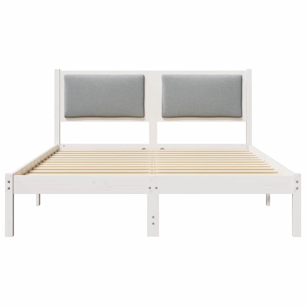 Bettrahmen Hellgrau 135 x 190 cm Massives Kiefernholz
