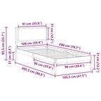 Bettrahmen Dunkelgrau 100 x 200 cm Massives Kiefernholz