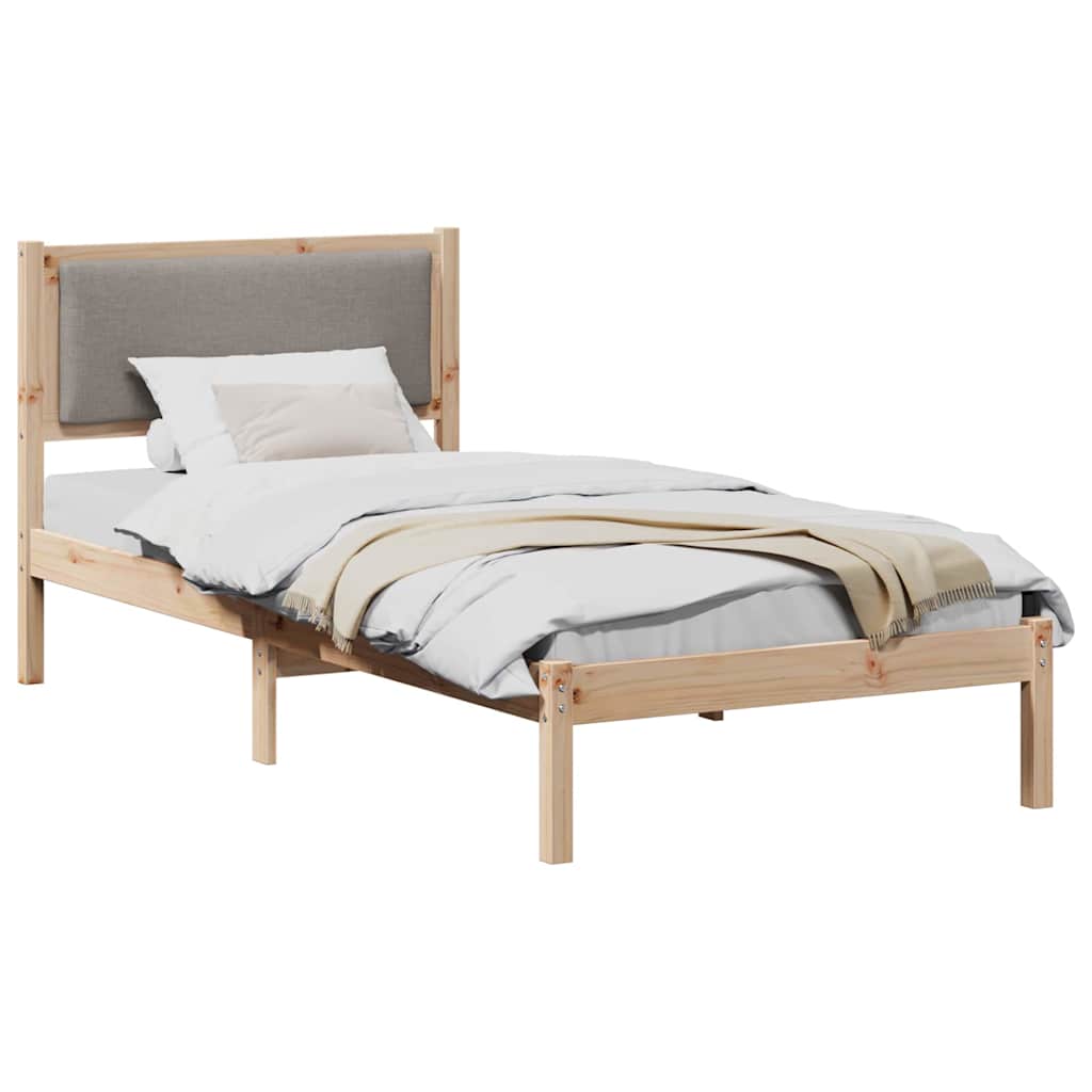 Bettrahmen mit Kopfteil Taupe 90 x 200 cm Massives Kiefernholz