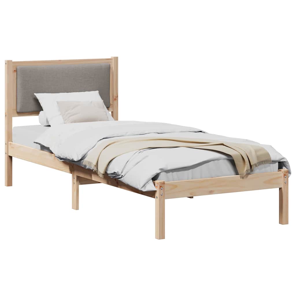 Bettrahmen mit Kopfteil Taupe 80 x 200 cm Massives Kiefernholz