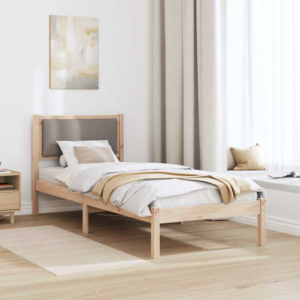 Bettrahmen mit Kopfteil Taupe 80 x 190 cm Massives Kiefernholz