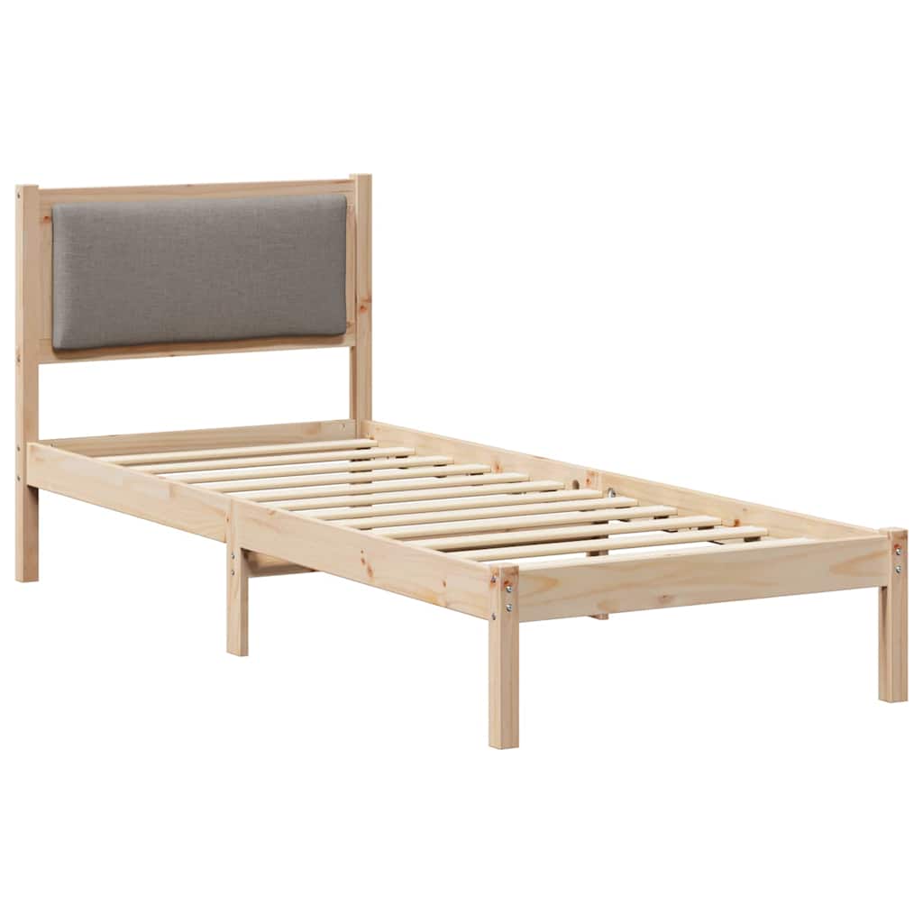 Bettrahmen mit Kopfteil Taupe 80 x 190 cm Massives Kiefernholz