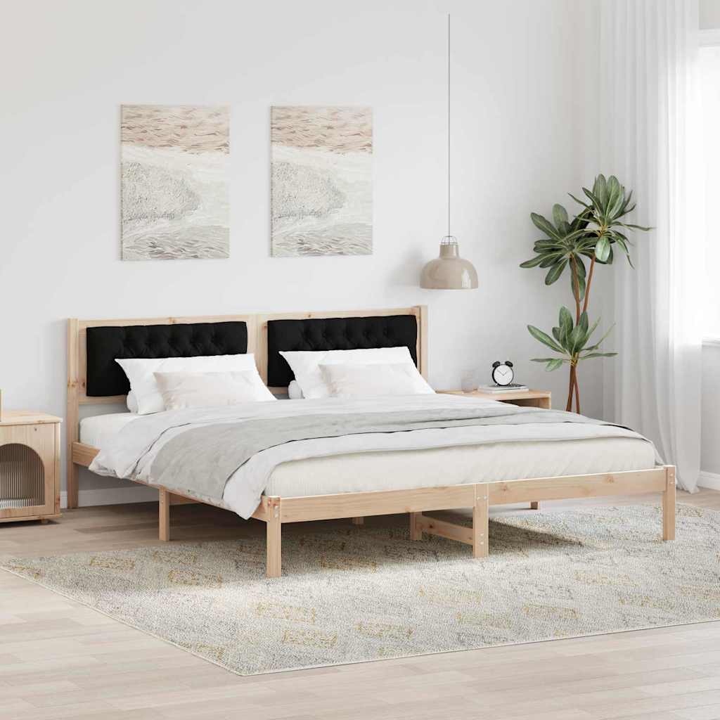 Bettrahmen Schwarz 160 x 200 cm Massives Kiefernholz