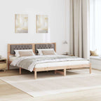 Bettrahmen mit Kopfteil Taupe 160 x 200 cm Massives Kiefernholz