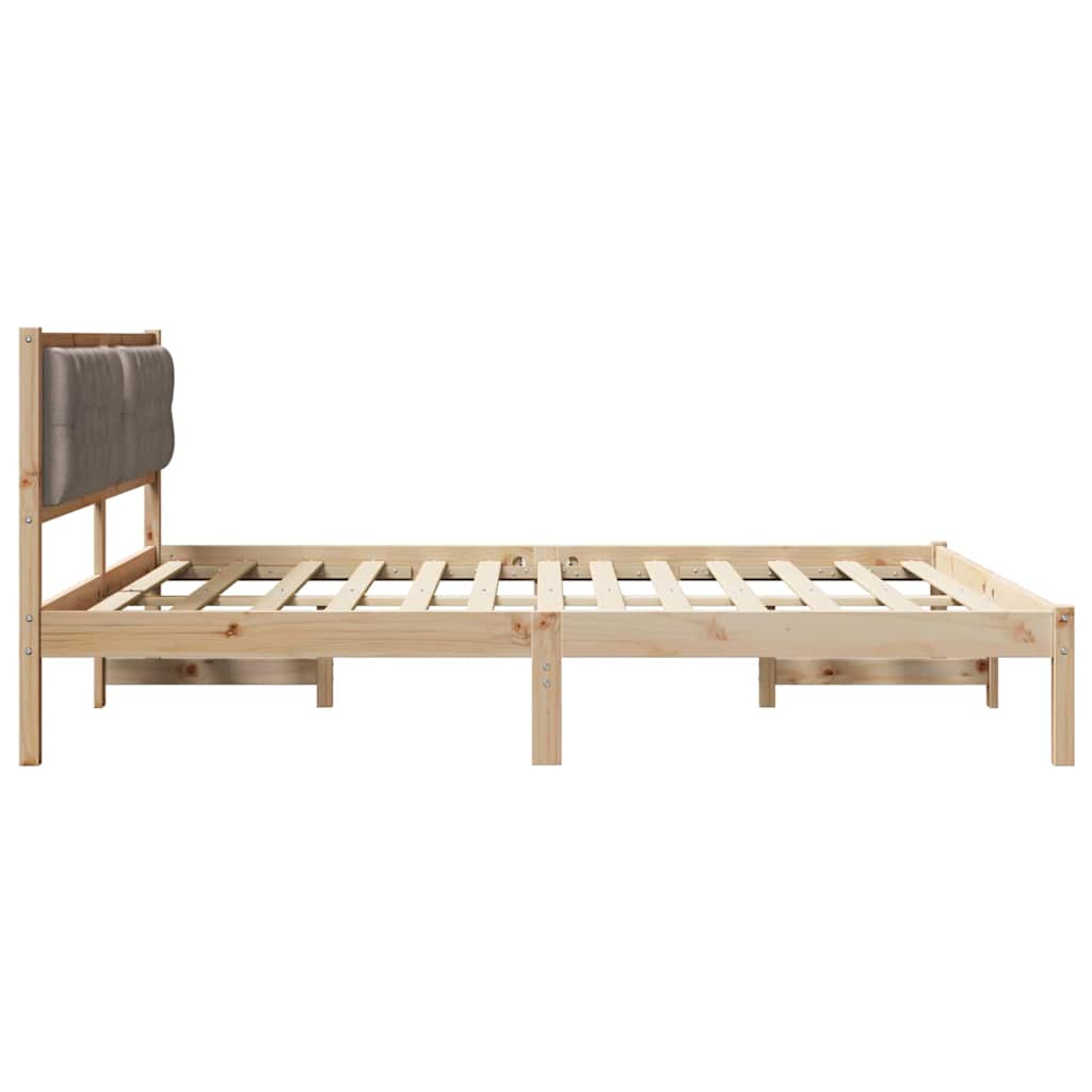 Bettrahmen mit Kopfteil Taupe 160 x 200 cm Massives Kiefernholz