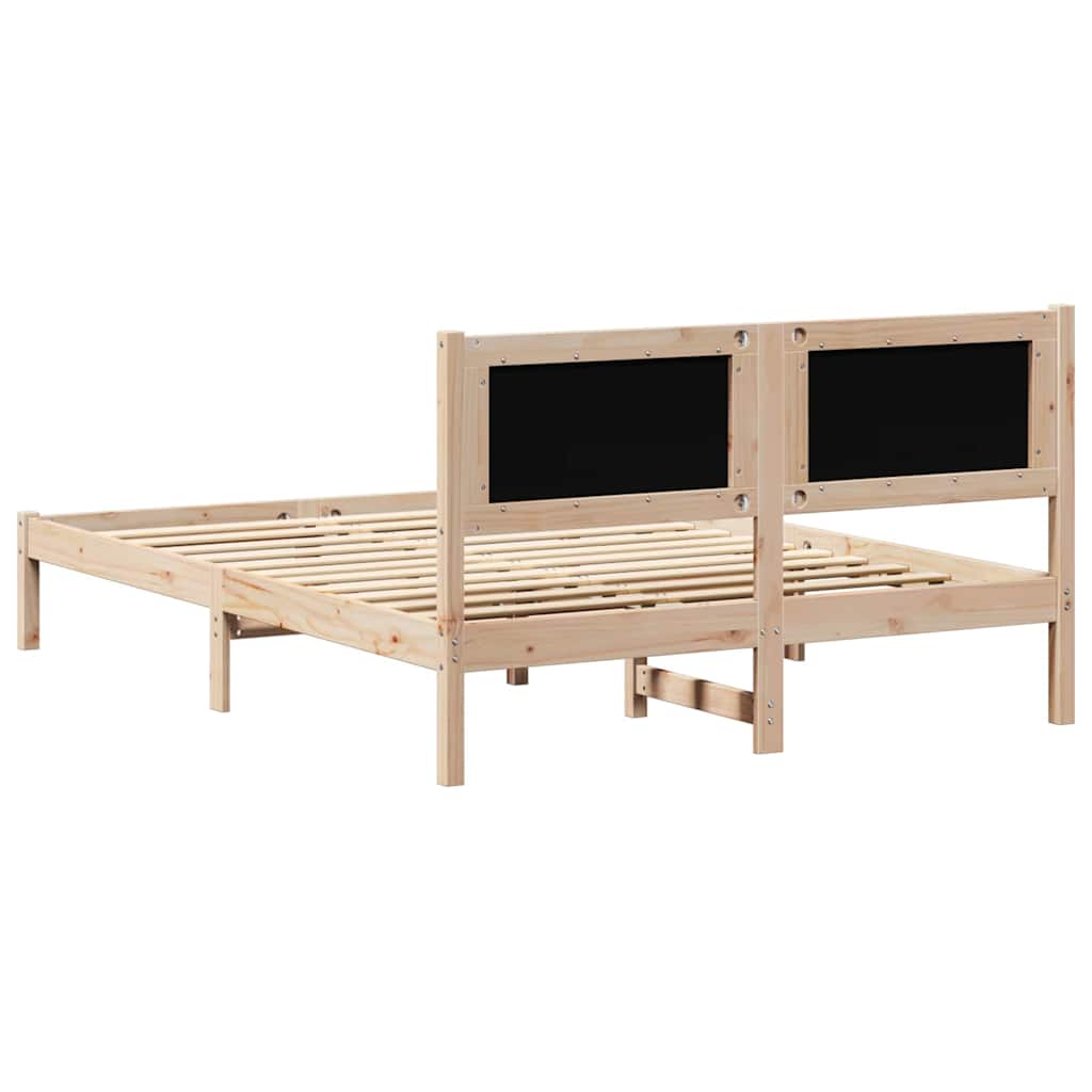 Bettrahmen Schwarz 150 x 200 cm Massives Kiefernholz