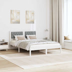 Bettrahmen Hellgrau 150 x 200 cm Massives Kiefernholz